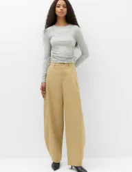 Pure Cotton Cargo Barrel Leg Trousers Sandstone female