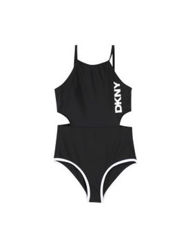 Para niña. D62252 Bañador con logo estampado (4Y= 102cm), Beachwear, Poliamida, moda infantil