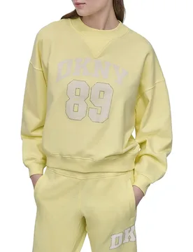 Sweat-shirt Distressed Rhinestone Logo Citrus / Eggnog L - DKNY - FashionsVida