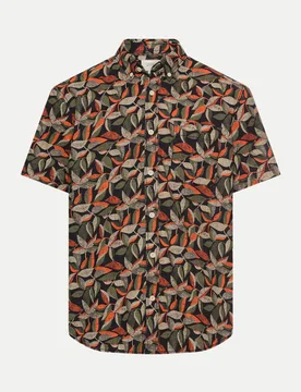 Kurzarmhemd mit Blattprint Mehrfarbig L - Camel active - FashionsVida