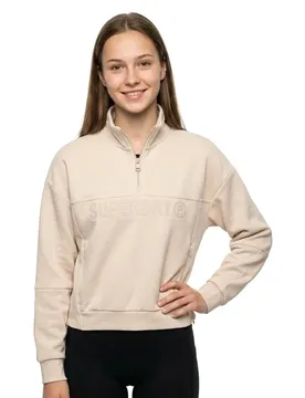 Felpa Con Mezza Zip Active Tech Logo Relaxed Off Grey XS