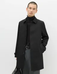 Cotton Blend Car Coat Mac Black male