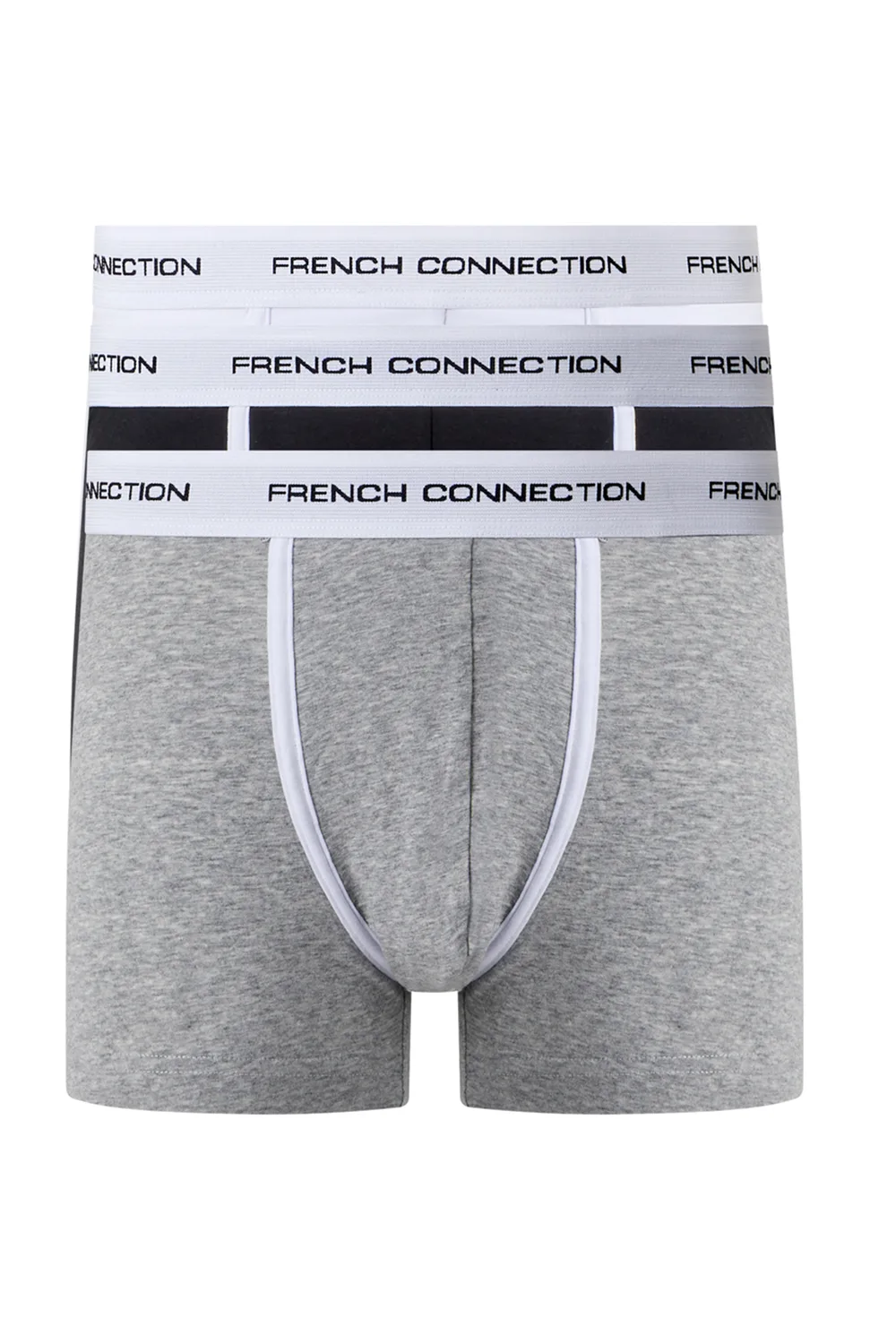 Mens Grey Cotton 3-Pack Boxers - Size Large - French connection - FashionsVida