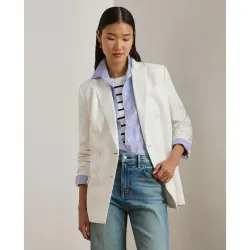 Blazer de mujer con doble botonadura en lino y algodón