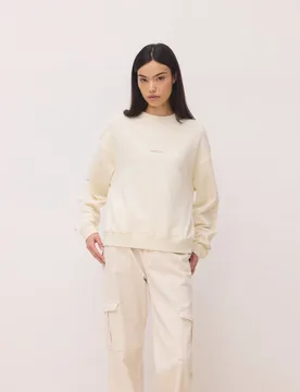 Sudadera de mujer de algodón nature off white - Blue Banana - FashionsVida