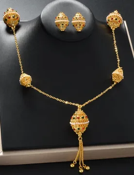 Dubai Bride Wedding 18K Gold Plated 2pcs Set Jewelry Hollow Pendant Necklace Earrings Rings Accessories Daily Gift - Aliexpress - FashionsVida