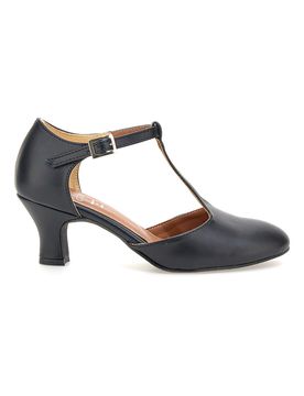 Scarpe da ballo nere con cinturino a T e tacco medio 212 37