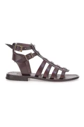 Sandali marroni gladiatore con doppia fibbia 6039 37