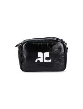 Courrèges Varnished Leather Crossbody Bag with Logo Detail
