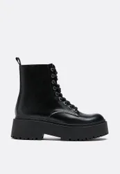 Flache Schnürstiefeletten SCHWARZ 39