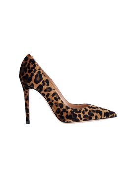 Leather-Lined Heeled Pump with Textured Upper
