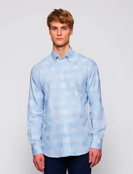 Camisa de hombre casual manga larga cuadro damas - Mirto - FashionsVida