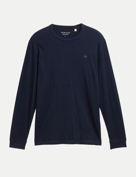 Basic Langarmshirt Blau XL