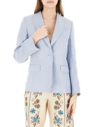 Blazer in lino AZZURRO POLVERE 46