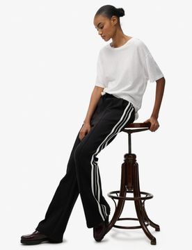 Superdry Damen Studios Stripe Gerade Jogginghose Black - Größe: 38