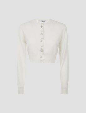 Cropped Mini Cardigan with Playful Fish Embroidery
