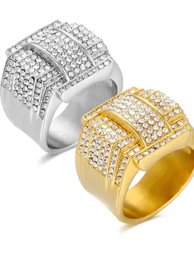 Men's Cross Ring 20mm Large Gold Silver Color Stainless Steel Crystal Zirconia Big Rapper Rings for Man Hip Hop Luxury Jewelry - Aliexpress - FashionsVida
