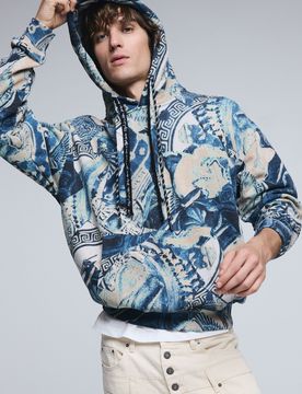 Sudadera mosaico, Hombre, Algodon, Azul, S
