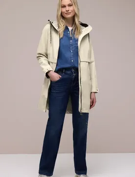Parka mit Kapuze und 2-Wege-Zipper female Beige
