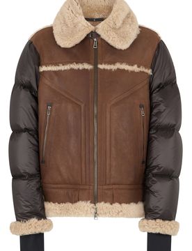 Mini Down Jacket with Napa Leather and Shearling Inserts