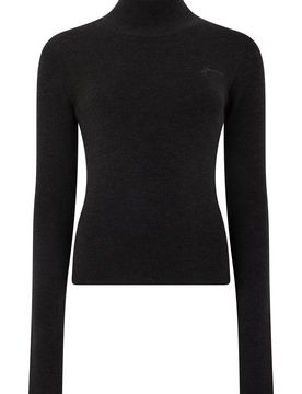 Fitted Wool Turtleneck Sweater Cropped Mini Silhouette