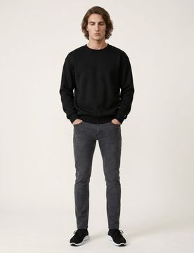 Felpa basic crewneck con misto cotone - nero
