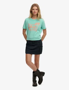 Superdry Damen Roadside Trade T-shirt in Lockerer Passform Green - Größe: 44 - 39.99 - FashionsVida