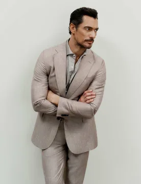 Tailored Fit Italian Wool Linen Blend Suit Jacket Light Brown male - Jaeger - FashionsVida