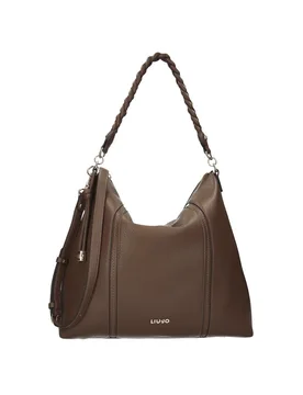 Borsa hobo Liu Jo Accessories tabacco in similpelle con logo applicato e manico intrecciato - Liujo - FashionsVida