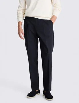 Tailored Fit Cotton Rich Suit Trousers Navy male - MOSS - FashionsVida