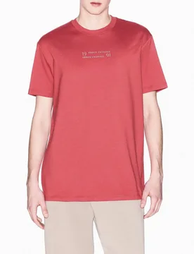 T-shirt mezza manica Exchange corallo regular-fit con ricamo logo 1991 - Armani - FashionsVida
