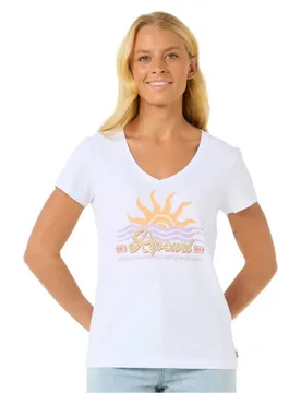 Maglietta A Maniche Corte Con Collo A V Cala White L - Rip curl - FashionsVida