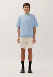 Rundhals T-Shirt mit Mohair Blau M