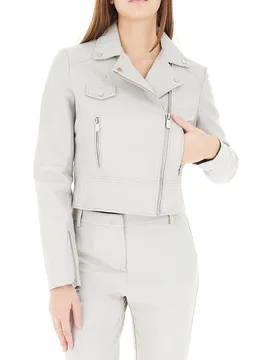 Chiodo in pelle GRIGIO CHIARO 42 - PINKO - FashionsVida
