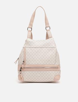 Monogram anti-theft backpack with monogram print Pink