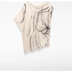 Top de mujer asimétrico de punto estampado