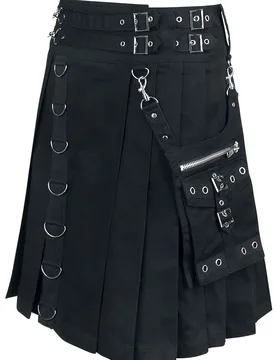Mittelalter Rock knielang - Calle Kilt - M bis XXL - für Männer - Größe L - schwarz - Männer - male - Heartless - FashionsVida