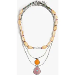 Collar corto doble con cuentas y conchas decorativas