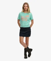 Superdry Damen Roadside Trade T-shirt in Lockerer Passform Green - Größe: 44