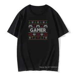 Gamer Tshirt Men T-shirts Ugly Christmas Sweater Tops Black T-Shirt 2018 Newest Crewneck Casual 100% Cotton Tees Xmas Gift