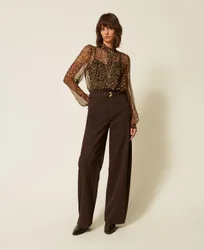 Pantalon barrel en bull avec ceinture