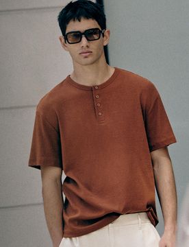 Maglietta Slim Collo Henley