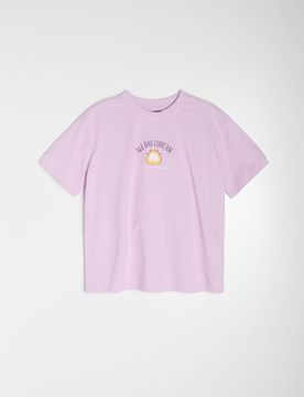 T-shirt in cotone con stampa Garfield - lavanda