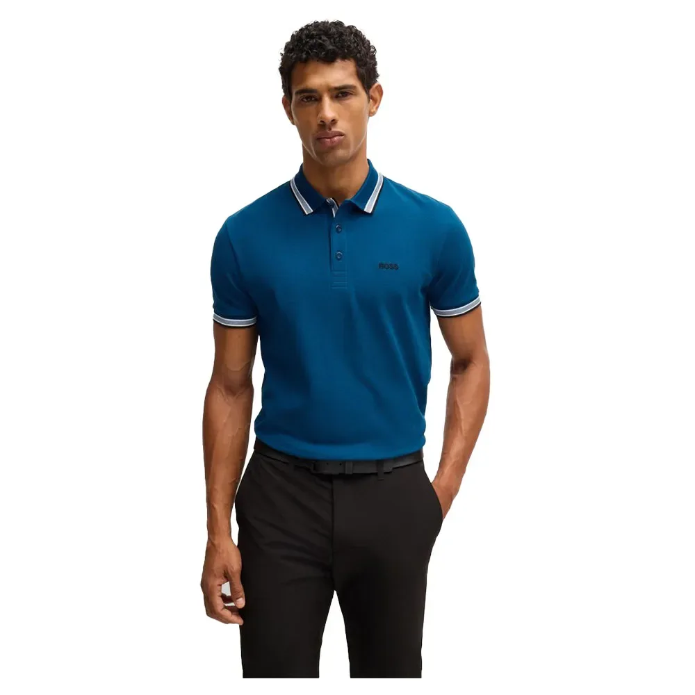 Polo A Maniche Corte Paddy 1021663 Green Open Blue 2XL - BOSS - FashionsVida