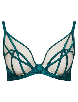 Women's Strap Illusion Mesh Plunge Bra in Green Size: 44F - Green - Size: 44F - Yours - FashionsVida