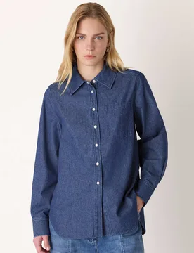 Pure Cotton Collared Shirt Denim female - Whistles - FashionsVida