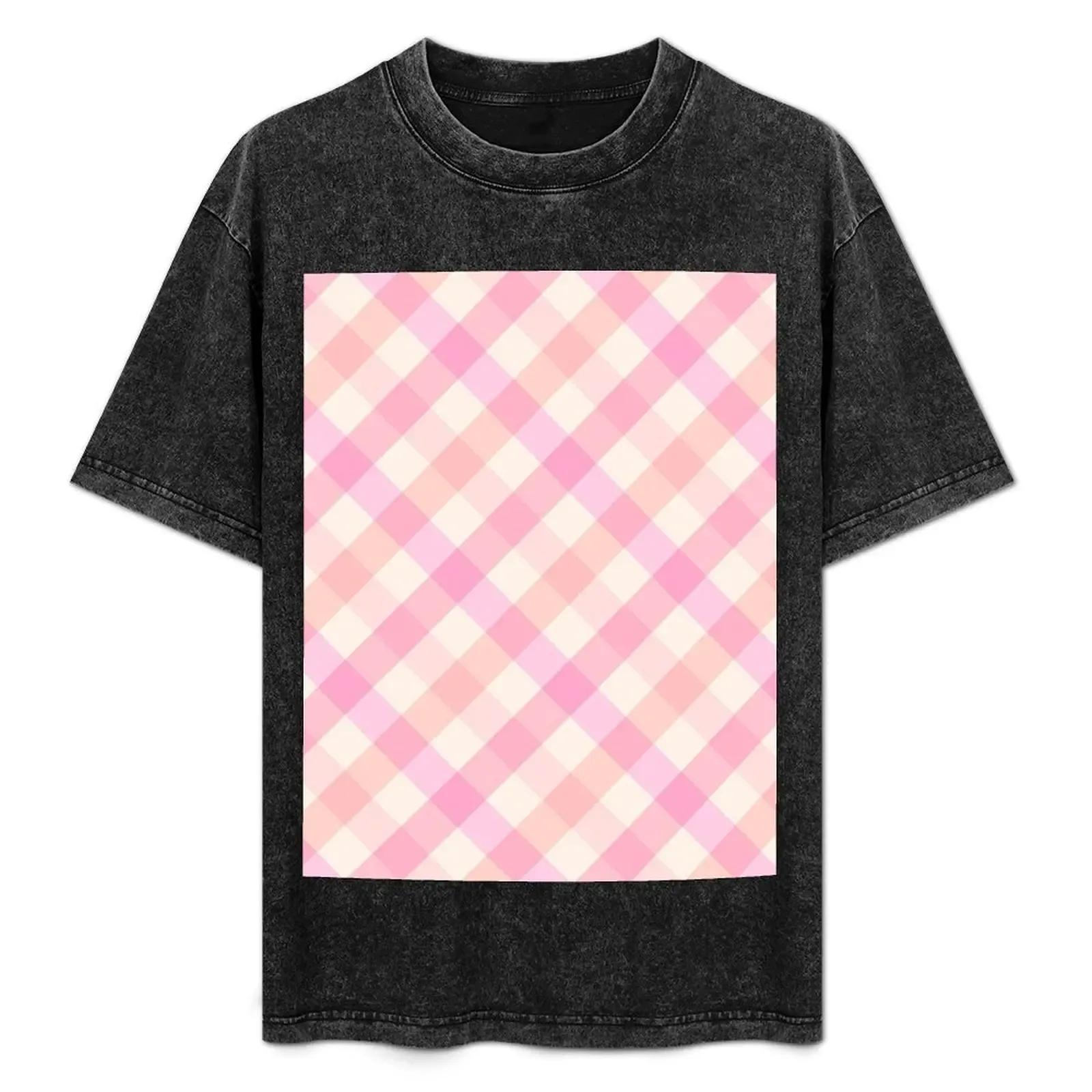 Light Pink Gingham Plaid T-Shirt Big Size Short Sleeve Tee for Men - Aliexpress - FashionsVida