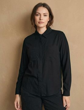 Camicia in viscosa con tasche - nero