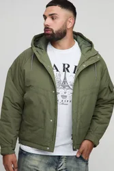 Men's Plus Regular Fit Seam Detail Hooded Parka Khaki Size 4X-Large Khaki 4XL