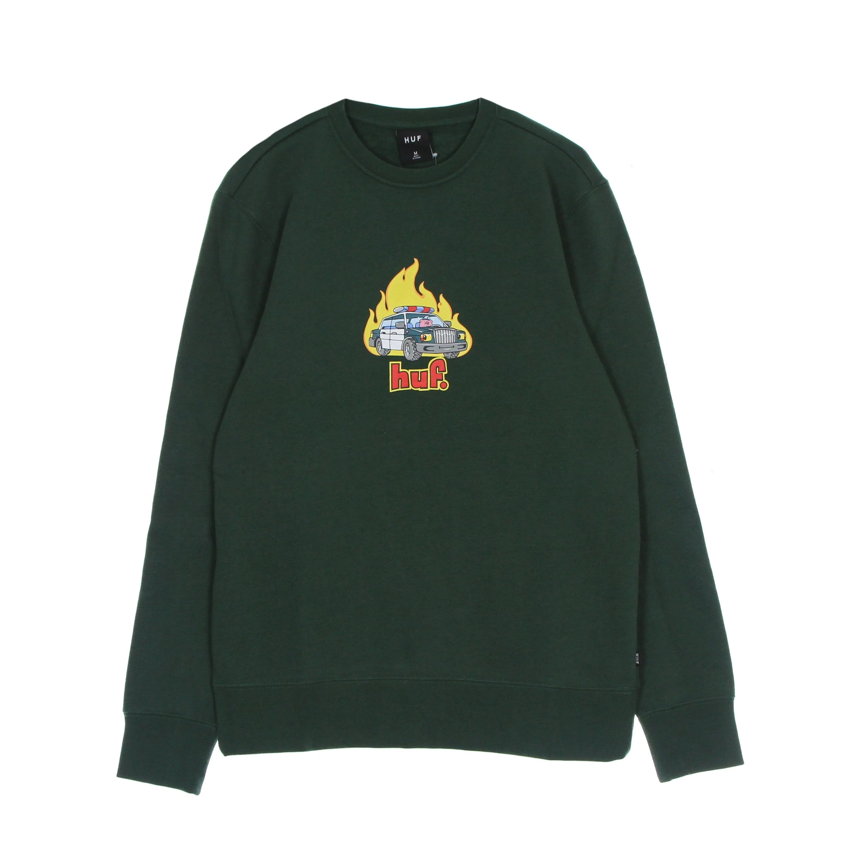 Felpa Girocollo Uomo Roasted Crew Dark Green - Huf - FashionsVida
